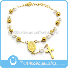 Gold Rosenkranz Armband religiöse Schmuck Perle Bracelt Armreifen Porzellan Fabrik 316l Edelstahl Schmuck